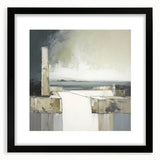 Abstract architecture wall art framed in black with a white mat, showcasing geometric shapes and lines, ideal for modern home decor and artistic interiors.