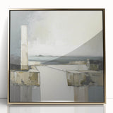 Framed abstract architecture wall art showcasing gold accents and modern design, perfect for enhancing contemporary home decor. Ideal for art enthusiasts.