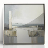 Framed abstract architecture wall art featuring sleek silver accents and modern design elements, perfect for enhancing contemporary interior decor.