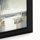 Abstract architecture wall art featuring a close-up view of geometric shapes and vibrant colors, framed in a sleek black frame, ideal for modern interior decor.