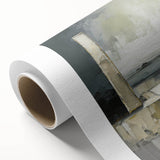 Abstract architectural wall art design printed on rolled canvas, showcasing geometric shapes and a vibrant color palette, ideal for modern home decor. The artwork is packaged securely in a sturdy cardboard tube, ensuring safe delivery and easy handling.