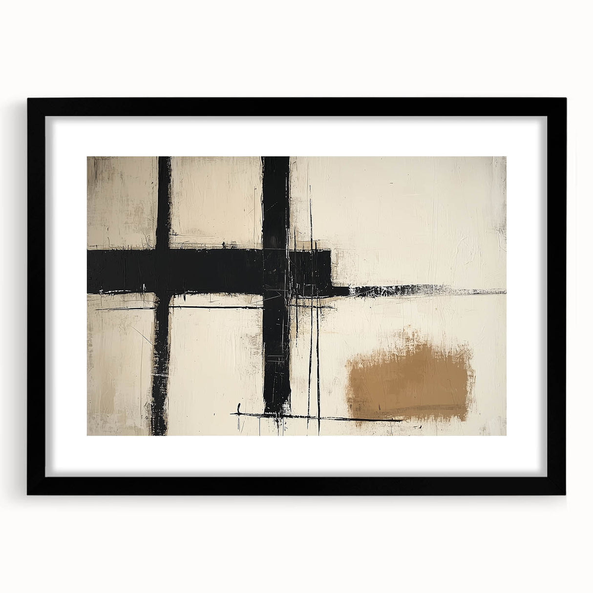 Abstract geometric frame with a black mat, showcasing a modern design. Perfect for enhancing contemporary decor, it adds elegance to any wall space.