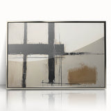 Framed acrylic wall art showcasing an abstract geometric design in silver tones, ideal for modern home decor. Perfect for enhancing contemporary interiors with elegance.