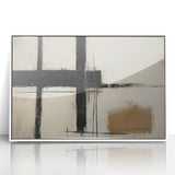 Abstract geometric framed acrylic artwork in white, showcasing intricate patterns and shapes, ideal for modern decor and artistic ambiance in contemporary spaces.