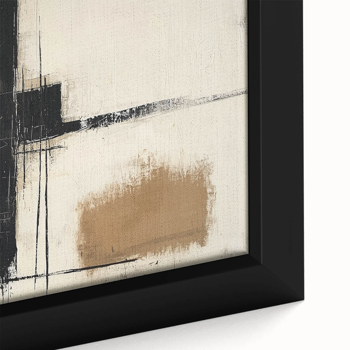 Close-up of an abstract geometric framed canvas artwork showcasing bold colors and intricate patterns, perfect for modern home decor and artistic expression.