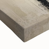 Close-up of an abstract geometric stretched canvas featuring vibrant colors and intricate patterns, ideal for modern home decor and artistic interior design.