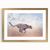 Elegant gold-framed animal artwork with a white mat, showcasing a vibrant design of various wildlife, perfect for enhancing home decor or gallery displays.