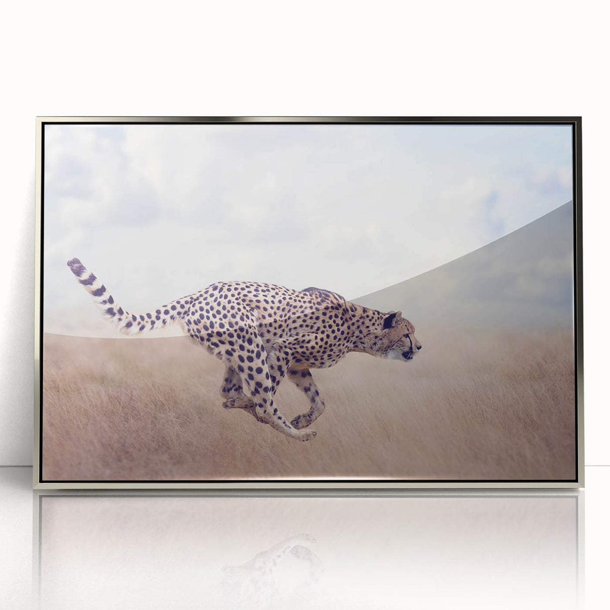 Framed acrylic artwork featuring a colorful animal design, showcasing vibrant hues of blue, orange, and green, perfect for enhancing modern home decor.