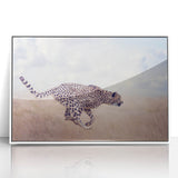 Framed acrylic artwork showcasing a vibrant animal-themed design in a white frame, ideal for modern decor and animal lovers, enhancing any living space.