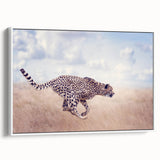 Framed canvas artwork depicting a vibrant animal design with a white border, showcasing intricate details and bold colors, perfect for home decor enhancement.