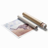 Rolled print showcasing vibrant animal illustrations with intricate details and vivid colors, elegantly packaged in a protective cardboard tube for safe shipping.