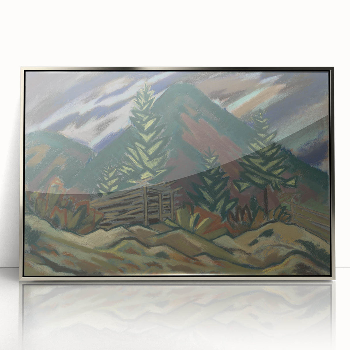 Rustic Expressionist Landscape - Vibrant Canvas Print for Home Decor