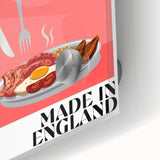 Large abstract wall art featuring assorted food dishes in vibrant colors on acrylic glass, ideal for dining room decor.