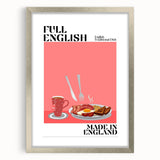 Textured art featuring a series of abstract food dishes in muted earth tones, displayed in a silver frame with mat.