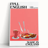 Black and white stretched canvas featuring an array of food dishes, ideal for kitchen wall art.