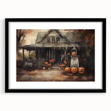 Halloween Art Prints - Haunted House with Jack O Lanterns