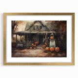 Halloween Art Prints - Haunted House with Jack O Lanterns