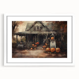 Halloween Art Prints - Haunted House with Jack O Lanterns