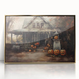 Halloween Art Prints - Haunted House with Jack O Lanterns