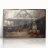 Halloween Art Prints - Haunted House with Jack O Lanterns
