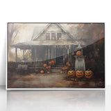 Halloween Art Prints - Haunted House with Jack O Lanterns