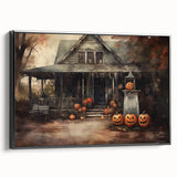 Halloween Art Prints - Haunted House with Jack O Lanterns