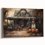 Halloween Art Prints - Haunted House with Jack O Lanterns