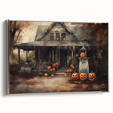 Halloween Art Prints - Haunted House with Jack O Lanterns