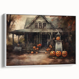 Halloween Art Prints - Haunted House with Jack O Lanterns