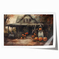 Halloween Art Prints - Haunted House with Jack O Lanterns