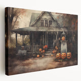 Halloween Art Prints - Haunted House with Jack O Lanterns