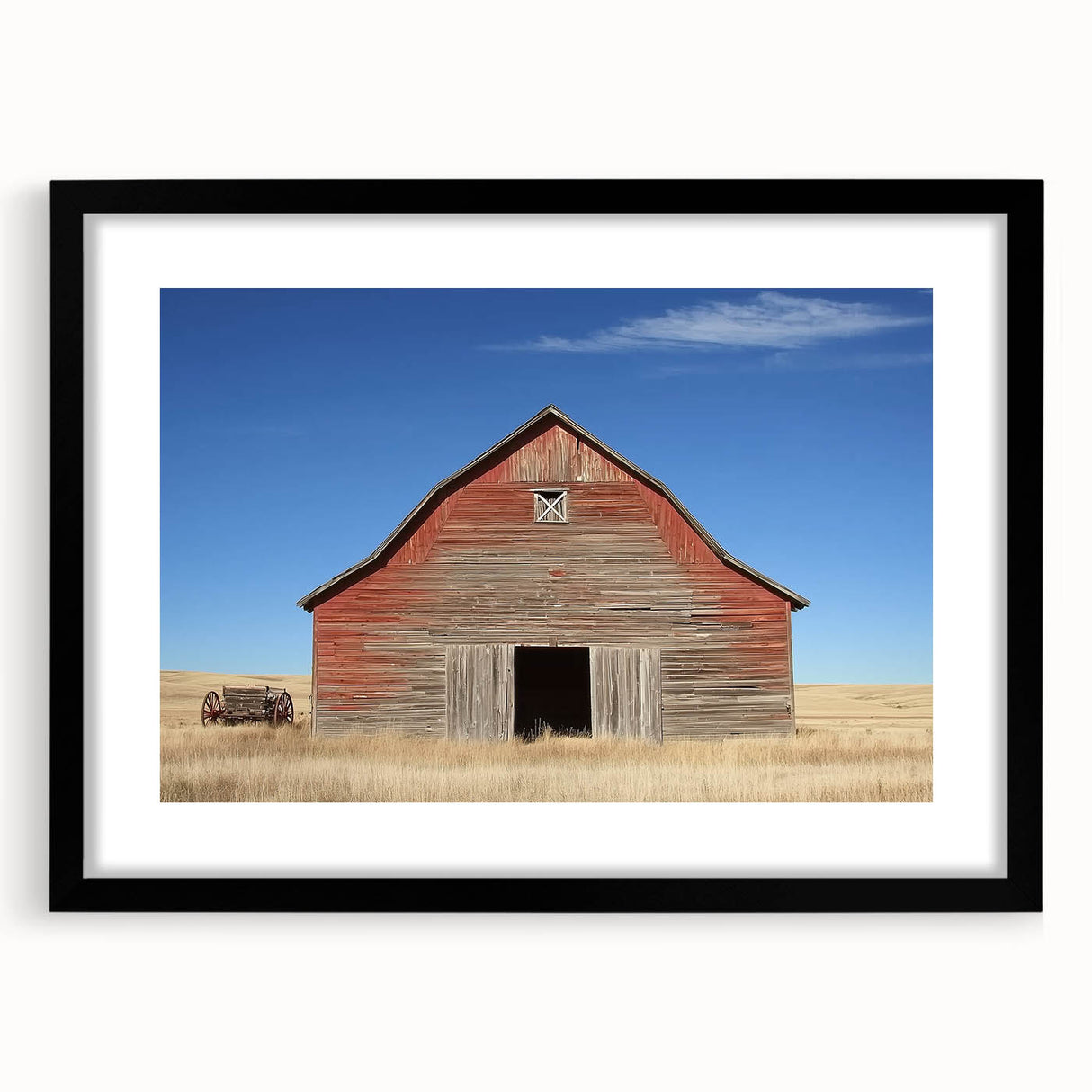 Landscape barn frame in matte black, showcasing a sleek front view design suitable for modern decor. Perfect for displaying artwork or photographs.