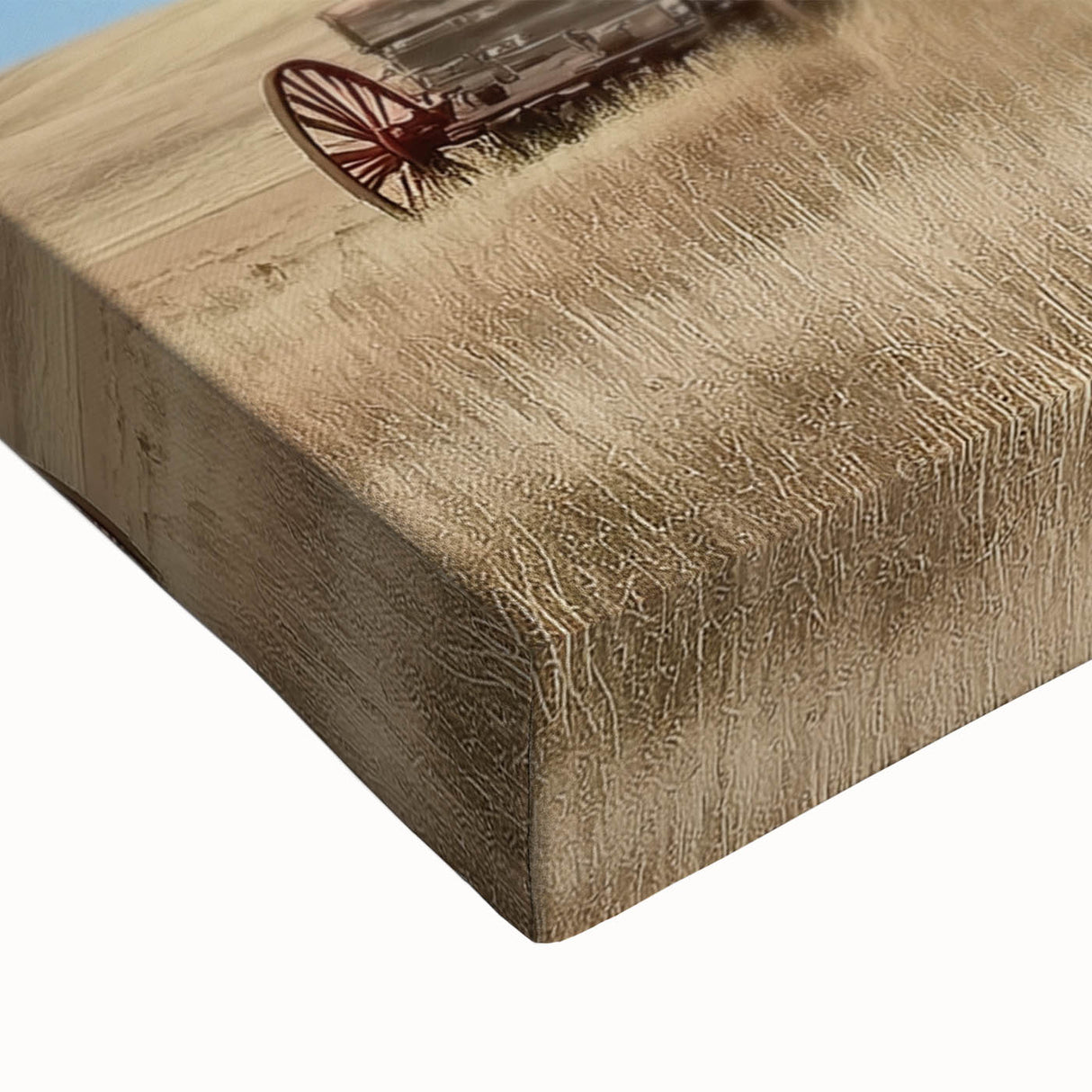 Close-up of a landscape barn canvas print showcasing vibrant colors and intricate details, perfect for rustic home decor. Ideal for art lovers seeking unique wall art.