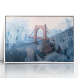 Framed acrylic artwork of a modern landscape bridge showcasing vibrant colors and intricate details, perfect for enhancing contemporary home decor.