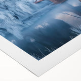 Rolled canvas print showcasing a vibrant landscape bridge design, featuring rich colors and intricate details, packaged securely in a protective cardboard tube. Ideal for home decor enthusiasts looking to enhance their space with unique artwork.