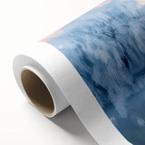 Rolled canvas artwork depicting a stunning landscape bridge scene, featuring vibrant colors and intricate details, carefully packaged in a protective cardboard tube.