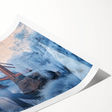 Landscape bridge rolled print showcasing a serene river view, vibrant colors, and intricate details, presented in a protective cardboard tube for easy storage.