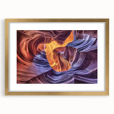Elegant landscape print of canyons framed with a gold mat, showcasing vibrant earthy tones and intricate details, perfect for home decor. Ideal for nature lovers.