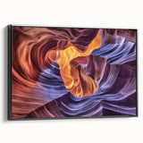 Framed landscape canvas print showcasing majestic canyons in warm earth tones, highlighting dramatic rock formations and serene skies, perfect for home decor.