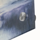 Vibrant close-up of a countryside landscape printed on acrylic glass, showcasing lush green fields and a clear blue sky, perfect for home decor.