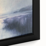 Close-up of a beautifully framed canvas depicting a serene countryside landscape, showcasing lush green fields, vibrant wildflowers, and a clear blue sky, perfect for home decor.