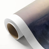 Rolled canvas artwork showcasing a serene countryside landscape with rolling hills and lush greenery, elegantly presented in a protective cardboard tube for safekeeping.