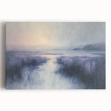 Stretched canvas artwork depicting a vibrant countryside landscape with rolling hills and a clear blue sky, ideal for home decor and nature lovers.