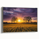 Framed canvas showcasing a serene landscape of lush green fields against a silver border, adding elegance to any home decor. Ideal for nature enthusiasts and modern interiors.