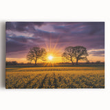 Vibrant landscape canvas artwork depicting lush green fields under a clear blue sky, showcasing rich colors and intricate details, perfect for home decor.