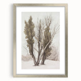 Silver-framed landscape artwork featuring a modern design with a mat, displayed from a front view, ideal for enhancing home decor aesthetics. Perfect for nature lovers and art enthusiasts.