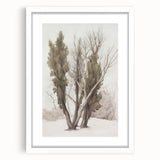 Framed landscape artwork with a white mat, showcasing a serene nature scene, perfect for home decor. Ideal for adding a touch of elegance to any room.
