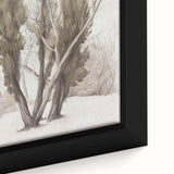 Close-up of a framed canvas artwork depicting a vibrant landscape scene with rich colors and intricate details, perfect for home decor enhancement.