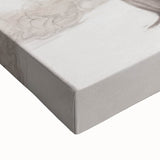 Close-up detail of a stretched canvas artwork depicting serene landscapes, showcasing vibrant colors and intricate textures, perfect for home decor.