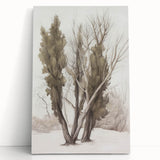 Stretched canvas artwork showcasing a vibrant landscape design with rich colors, elegantly leaning against a wall, ideal for modern home decor.